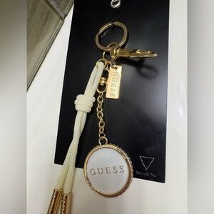 GUESS Gold and White Key Holder/Charm